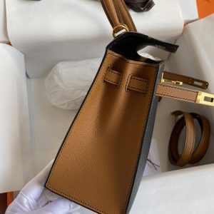 Alternative view of Herm¨¨s Kelly Sellier 25 Noir and Gold Epsom Gold Hardware