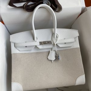 Alternative view of Herm¨¨s Birkin 35 White Togo and Craie Palladium Hardware