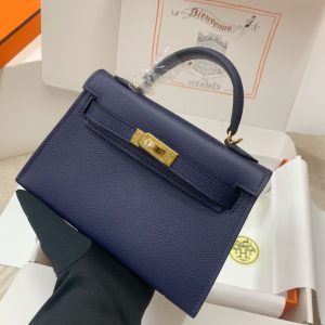 Herm¨¨s Kelly Sellier 20 Bleu Saphir Epsom Leather Gold Hardware