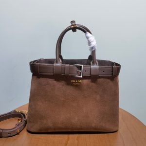 Alternative view of Prada Buckle 1BA417 Medium Suede  eather Drawstring Bag