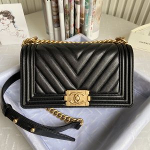 Alternative view of BOY CHANEL HANDBAG Shiny Grained Calfskin Black 5.9 ¡Á 9.8 ¡Á 3.5 in #2