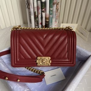Alternative view of BOY CHANEL HANDBAG Shiny Grained Calfskin Gold-Tone Metal red 5.9 ¡Á 9.8 ¡Á 3.5 in #2